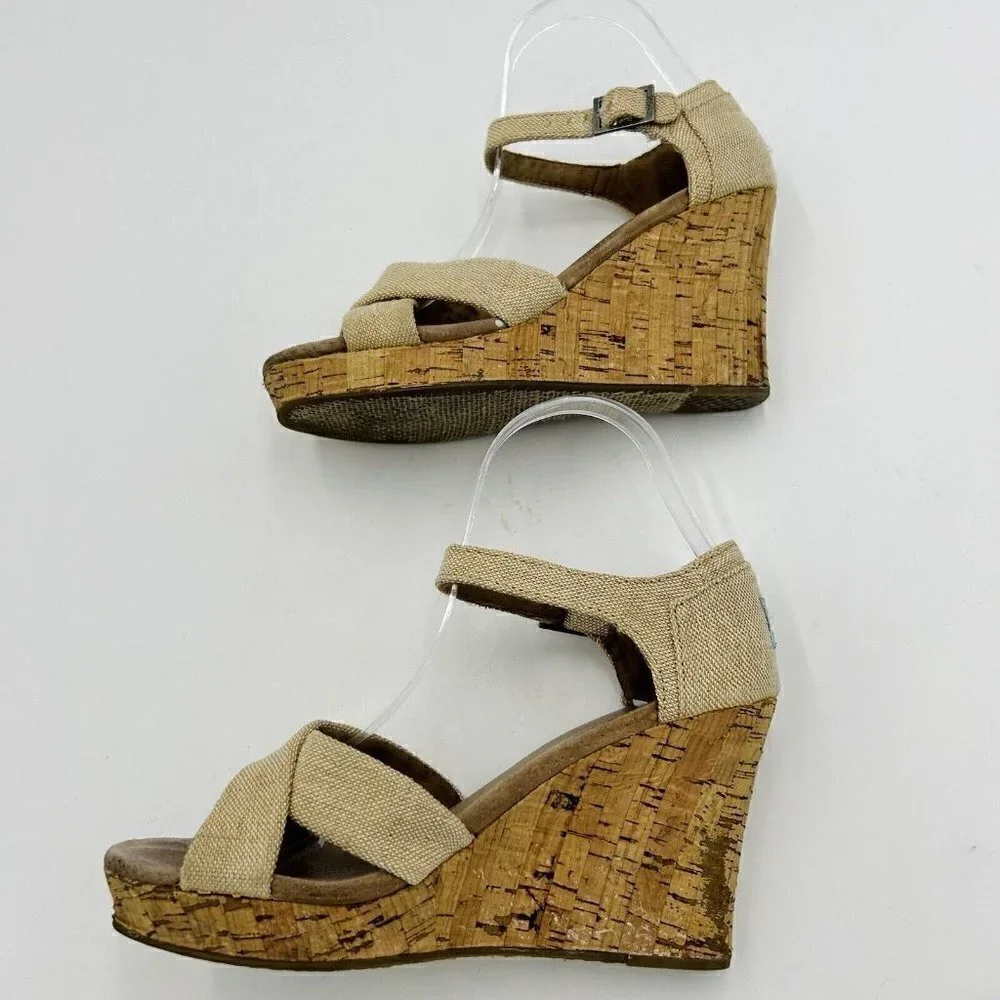 TOMS Natural Linen Tan Cork 4
